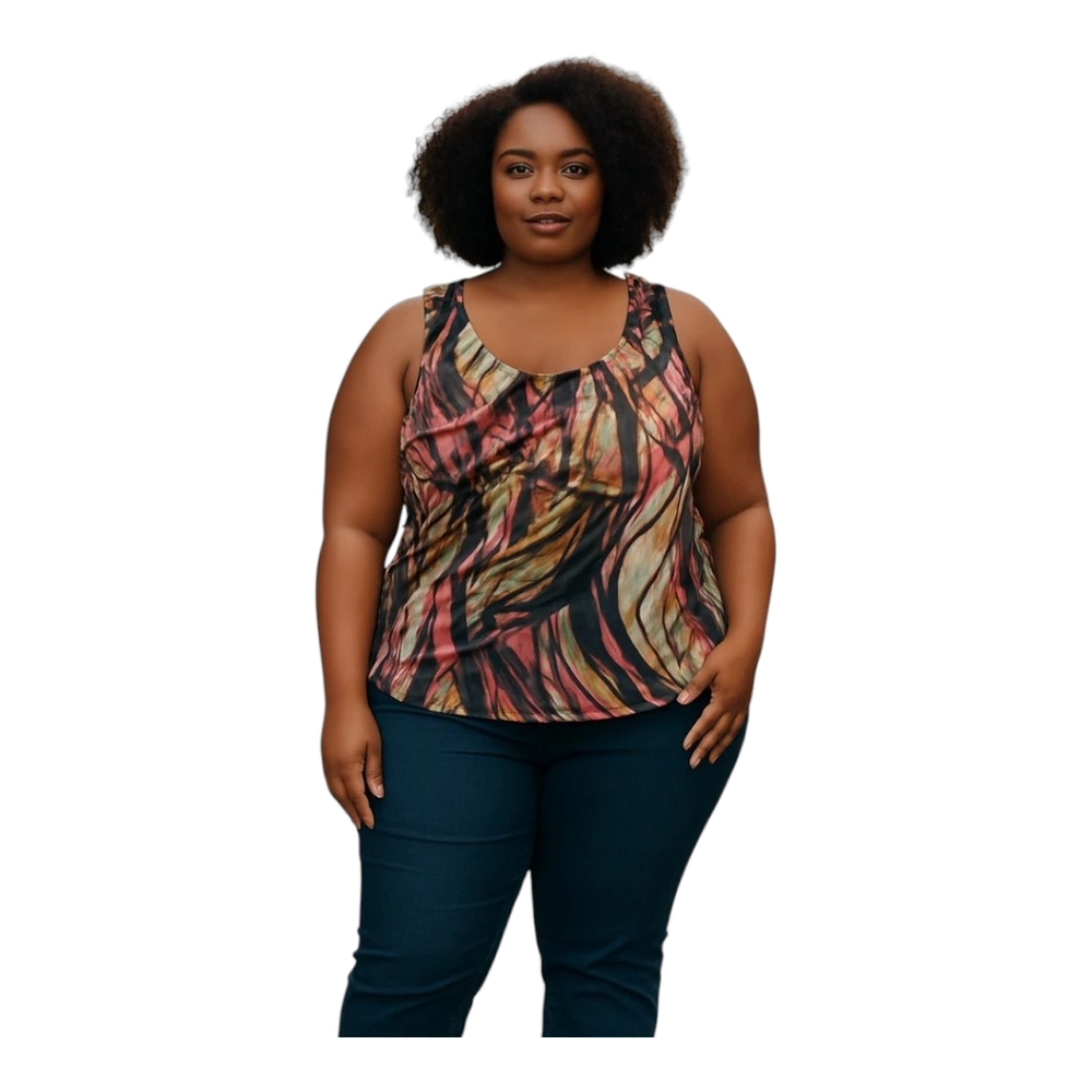 Worthington Ruffled Brown and Black Tank Top
